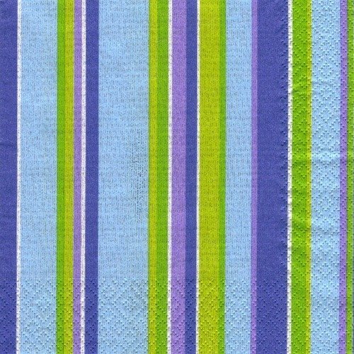 Lot 20 serviettes - lignées - couleurs bleues et vertes 