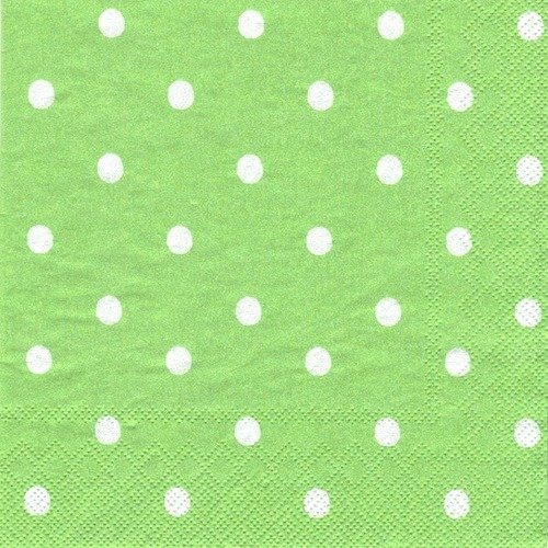 Lot 20 serviettes - unies - vertes à petits pois blancs 