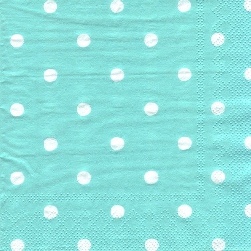 Lot 20 serviettes - unies - bleu ciel à petits pois blancs 