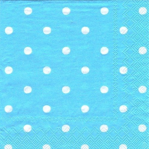 Lot 20 serviettes - unies - bleu turquoise  avec pois blancs 