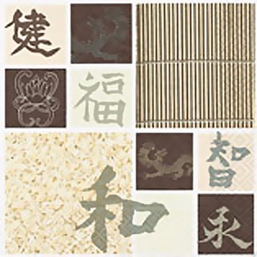 Lot 20 serviettes - ecriture chinoise - bambous