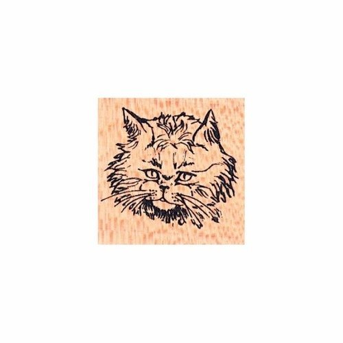 Tampon en bois - tête de chat à longs poils - marque aladine 