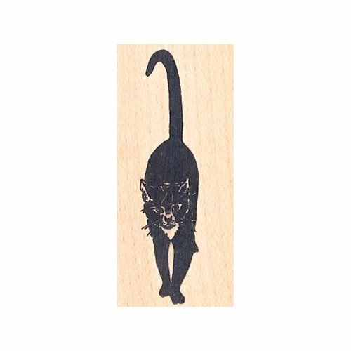 Tampon en bois - chat noir qui marche - marque aladine 