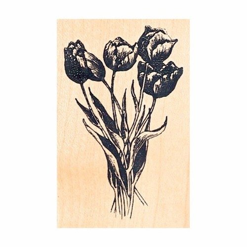 Tampon en bois - 5 fleurs en bouquet - marque aladine