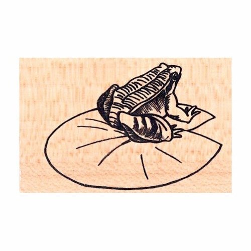 Tampon en bois - grenouille sur nénuphar - marque aladine 
