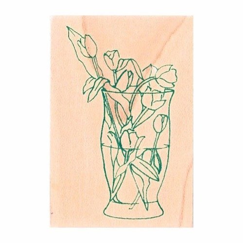 Tampon en bois - tulipes dans un vase - marque aladine 