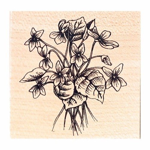 Tampon en bois - bouquet fleurs - marque aladine