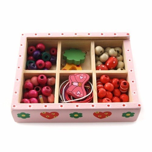 Kit perles - mini bon voyage - rose - perles en bois 