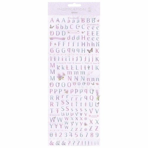 Stickers pailletés alphabet avec papillons en majuscule et minuscule 