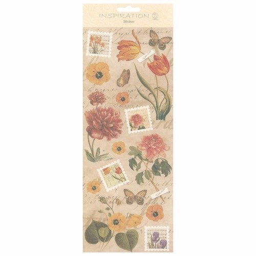 Stickers fleurs et papillons pailletés avec timbres fleuris 