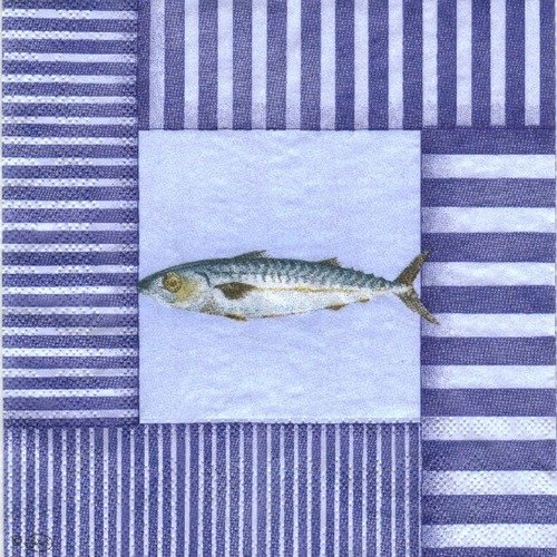 Lot 20 serviettes - poisson - fond bleu - espace mer et été