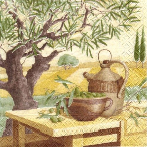 Lot 20 serviettes - olivier - arbre et pot - vive l'été 