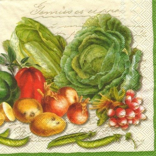 Lot 20 serviettes - les légumes du potager 