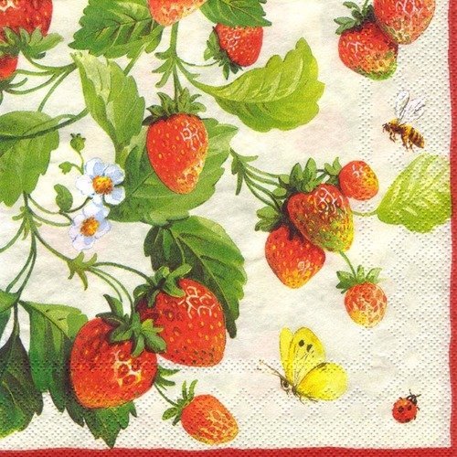 Lot 20 serviettes - fraises - vive l'été 