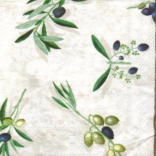 Lot 20 serviettes - branches d'olivier - couleurs de provence 