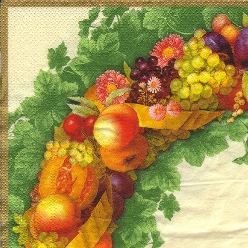 Lot 20 serviettes - couronne de fruits - c'est bon pour la santé! 