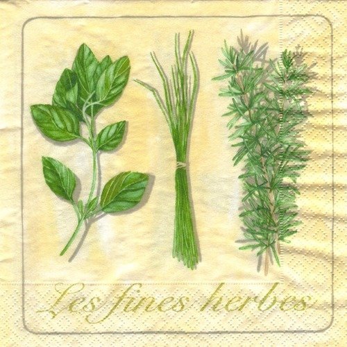 Lot 20 serviettes - les fines herbes - basilic, ciboulettes, thym 