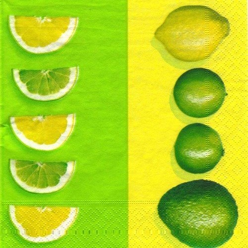Lot 20 serviettes - citron jaune et vert - lemon 