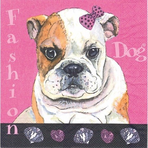 Lot 20 serviettes - bulldog anglais - fashion dog 
