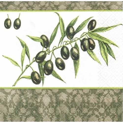 Lot 20 serviettes - branche d'olivier - olives 