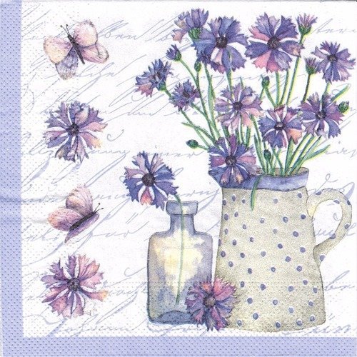 Lot 20 serviettes - pot de fleurs - mauve 