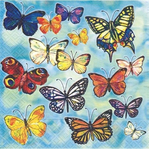 Lot 20 serviettes - envolée de papillons - multicouleurs 