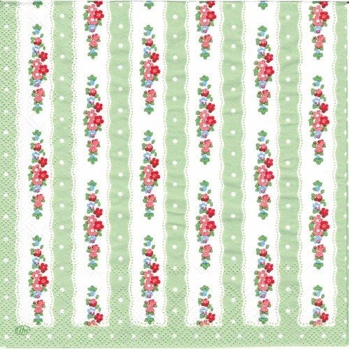 Lot 20 serviettes - décoration florale - ton vert