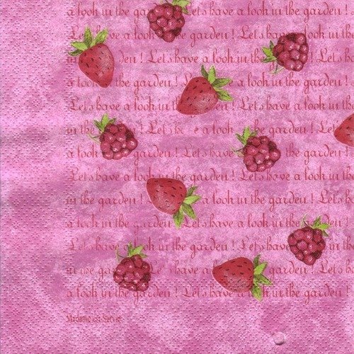 Lot 20 serviettes - fraises sur fond rose - vive l'été 