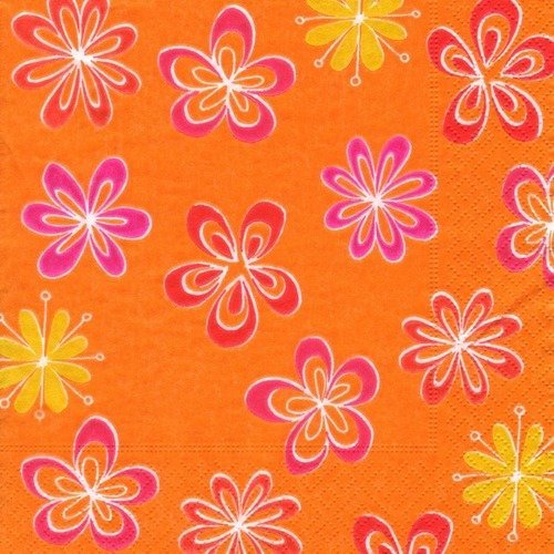 Lot 20 serviettes - fleur - flower - rose et orange 