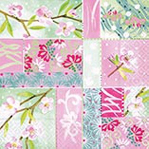 Lot 20 serviettes - fleurs - couleurs d'été 