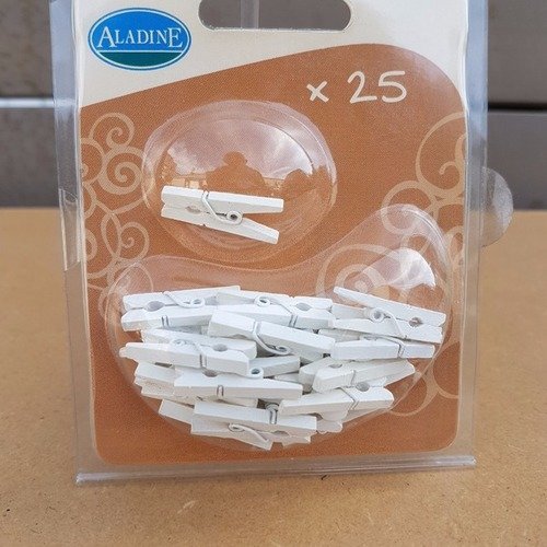 Minis pinces - 25 pièces - blanc - aladine 