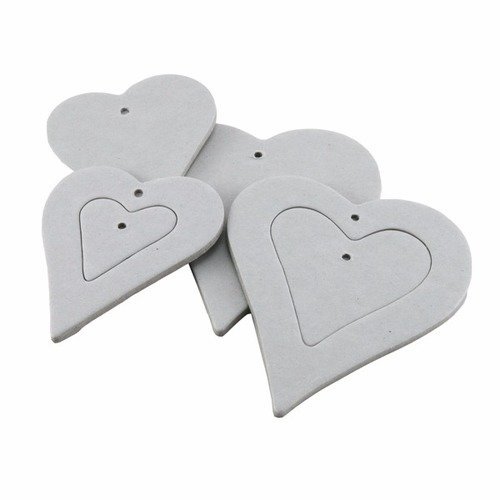 Décoration en forme de coeur 6 pièces - 3 tailles différentes en carton 