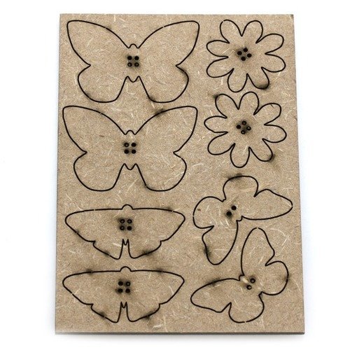 Plaque a7 mdf 2mm 8 boutons papillons