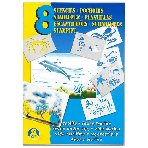 Blopens pochette 8 pochoirs papier thème faune marine