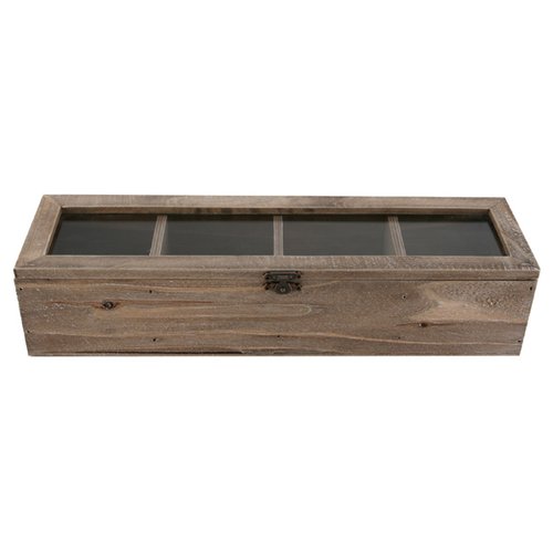Coffret 4 cases + couv. bois naturel 35x10x7.5cm