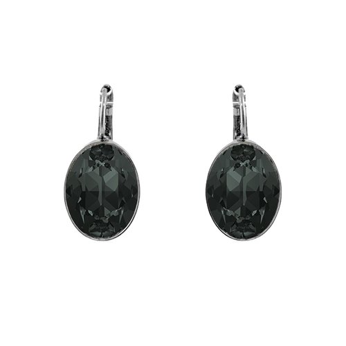 Boucles d'oreille avec pierre 4120 swarovski  18x13mm argent /  black diamond