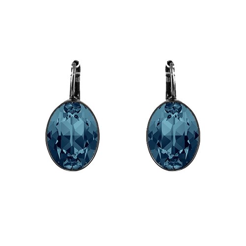 Boucles d'oreille avec pierre 4120 swarovski  18x13mm gun / indicolite