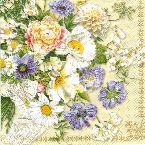 Lot 20 serviettes - différentes fleurs - décors romantique 