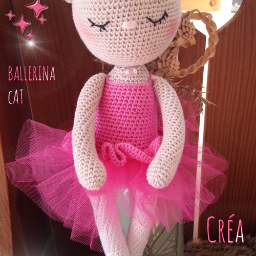 Ballerina cat crochet, coton et tulle sur commande