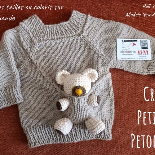 Pull en tricot pour bébé avec son doudou assorti