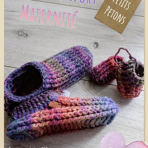 Chaussons assortis pour maman et bébé naissance crochet