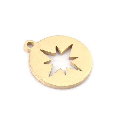 Breloque ronde étoile 12 x 10 mm