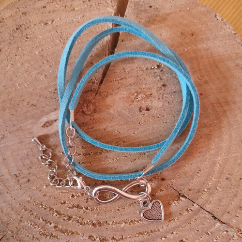 Bracelet bleu infini cœur