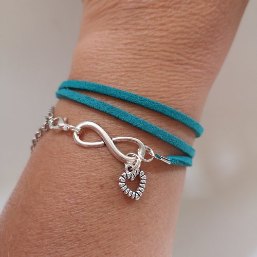 Bracelet turquoise infini cœur