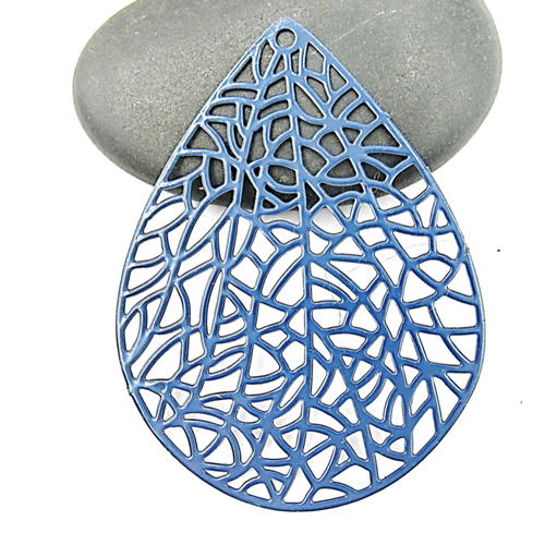 Pendentif ou forme de goutte filigranée bleue