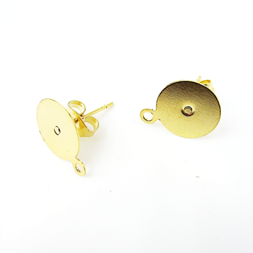 2 supports puces de boucles d'oreilles en acier inoxydable doré 10 mm