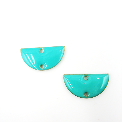 Connecteurs demi lune émaillés turquoise 15x8mm