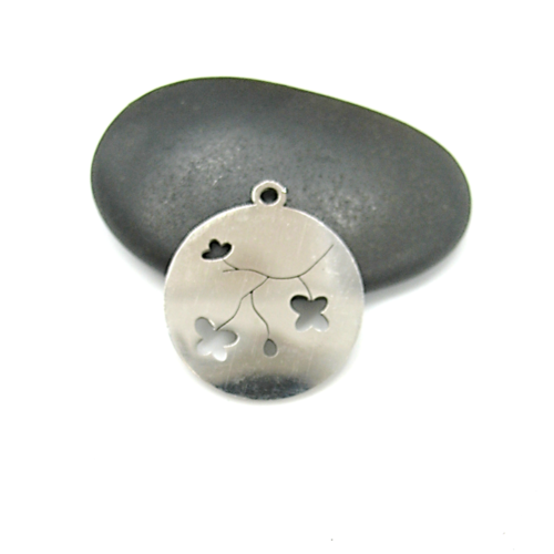 Pendentif rond fleurs de cerisier