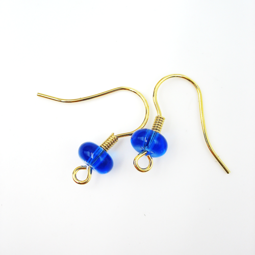 2 supports crochets de boucles d'oreilles en acier inoxydable et rondelles bleues
