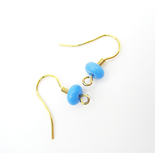 2 supports crochets de boucles d'oreilles en acier inoxydable et rondelles bleues